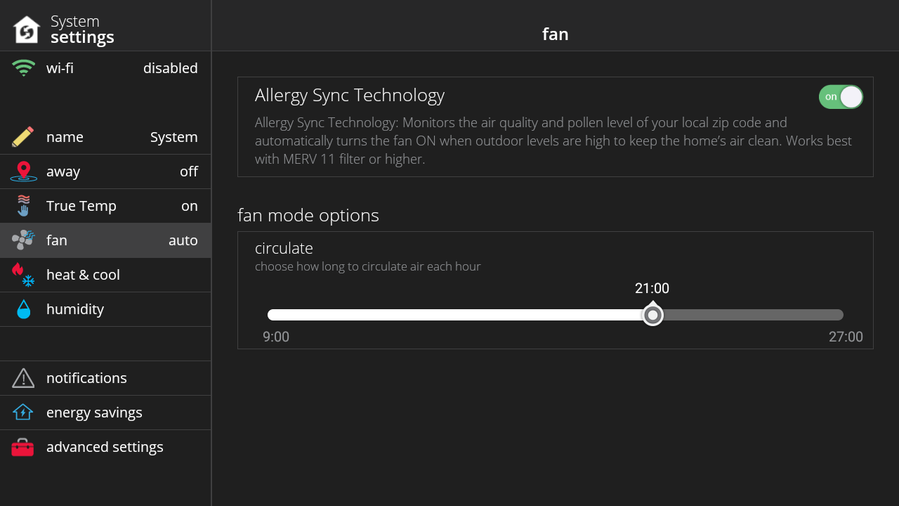 Allergy Sync enabled